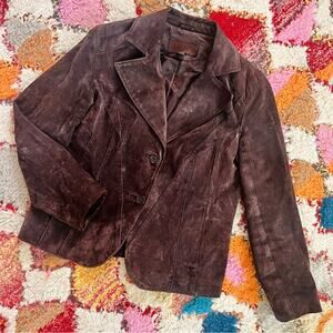 Siena Genuine Suede Blazer Jacket Brown Size 10
